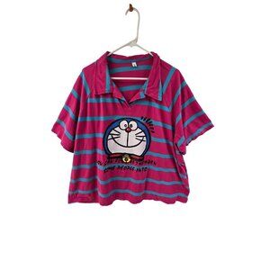 Sweet Women's Two-Piece Pajama Set Pink  blue stripes Size M